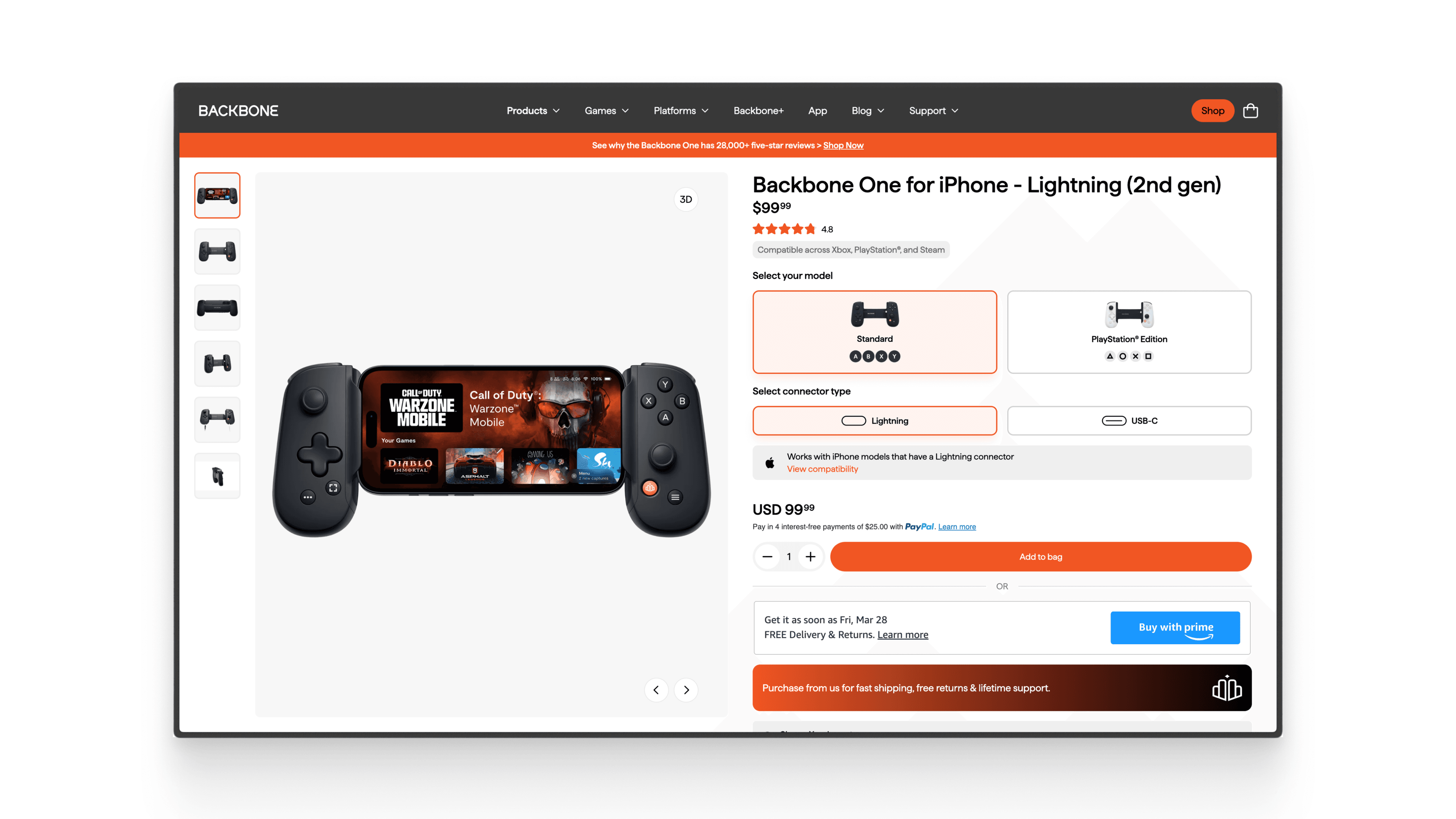 Backbone.com product detail page